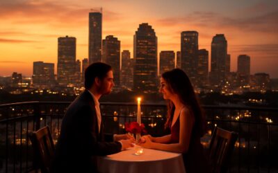 romantic getaway houston tx: A stylish couples retreat with skyline views and intimate moments.